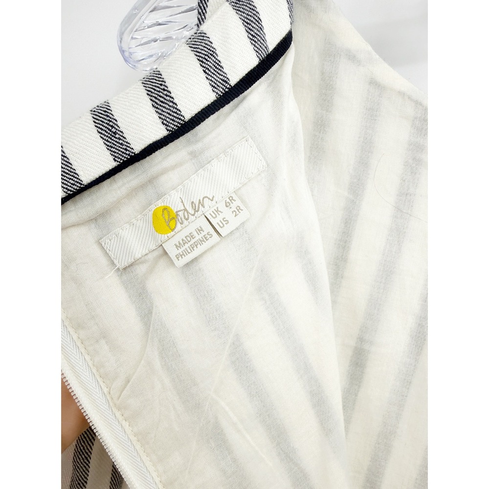 Boden Maggie Ivory Navy Blue Striped Linen Blend Sheath Midi Dress size 2 - Picture 10 of 13